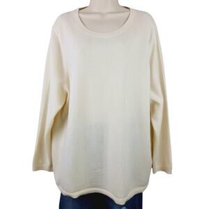 Lands' End SZ 2X 100% Cashmere Women's Plus Size Cashmere Sweater Cream
